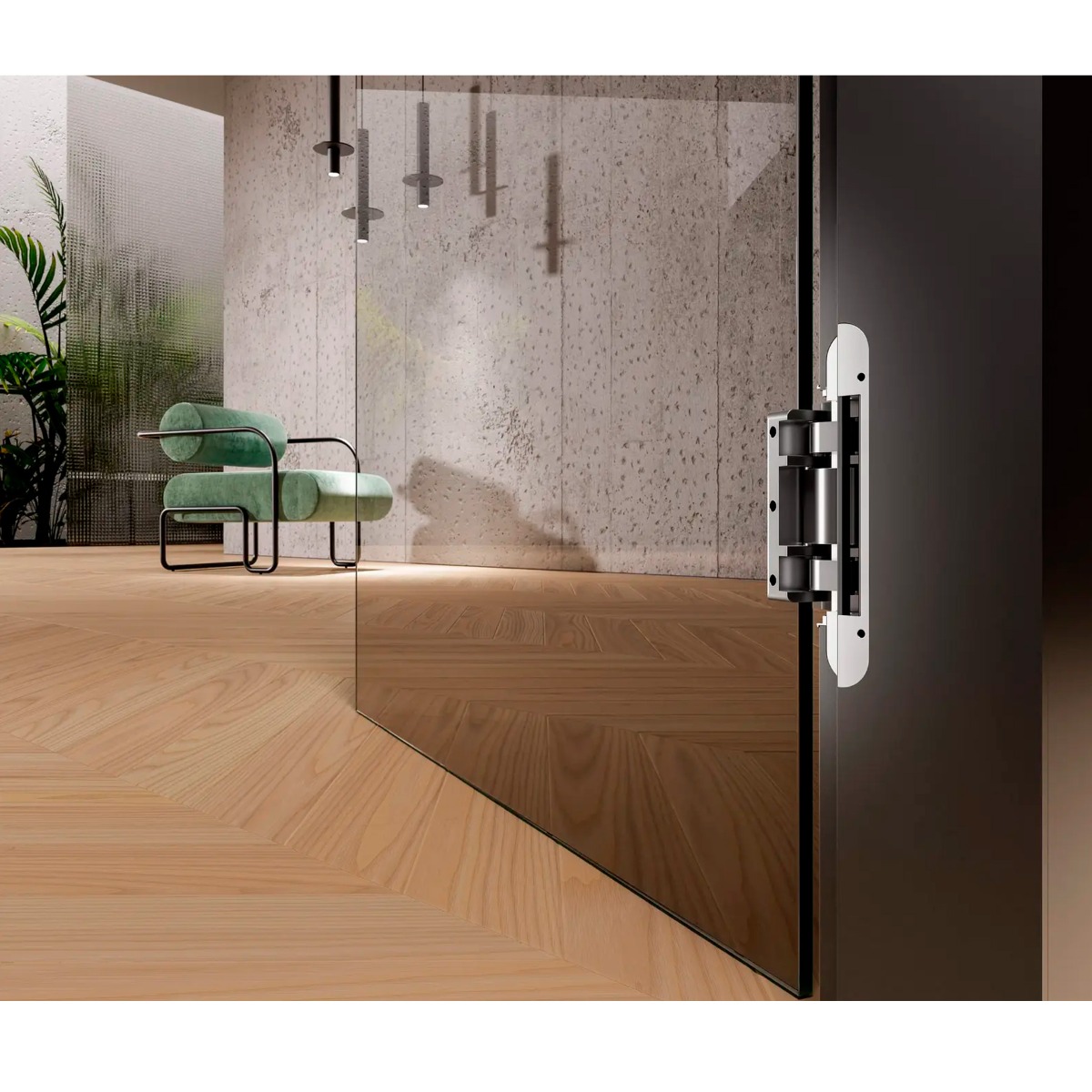 KIT TECTUS Glass: Bisagra para puerta de cristal, capacidad de carga 80 kg por par