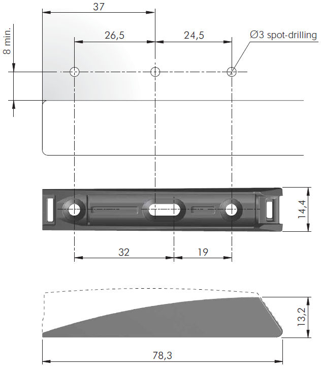 Sistema de apertura K-PUSH TECH para puerta gabinete, color antracita