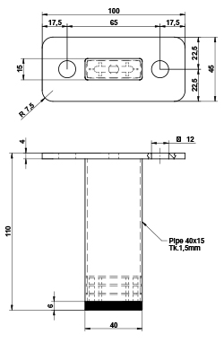 Pata TILT, altura 110 mm, acabado pulido