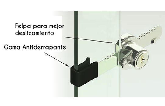 Cerradura para 2 puertas corredizas de cristal (TIMBERLINE)