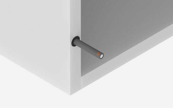 TIP-ON para puertas versión larga con placa para pegar y atornillar, longitud 76 mm, color negro carbón mate