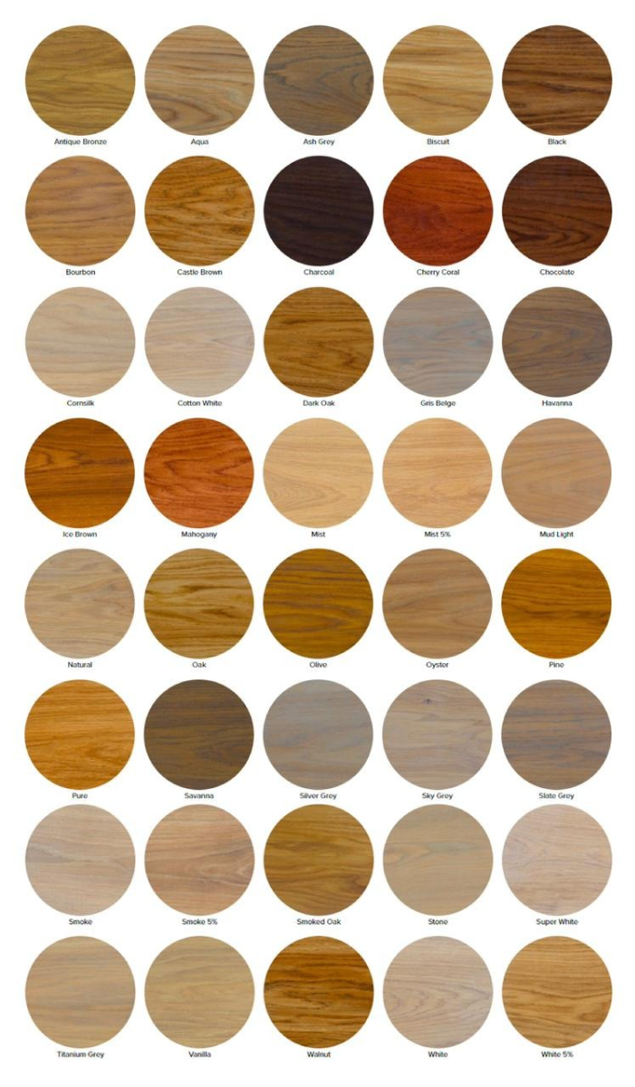 Kit de 40 tonos de tinta Rubio Monocoat, 20 ml c/u.