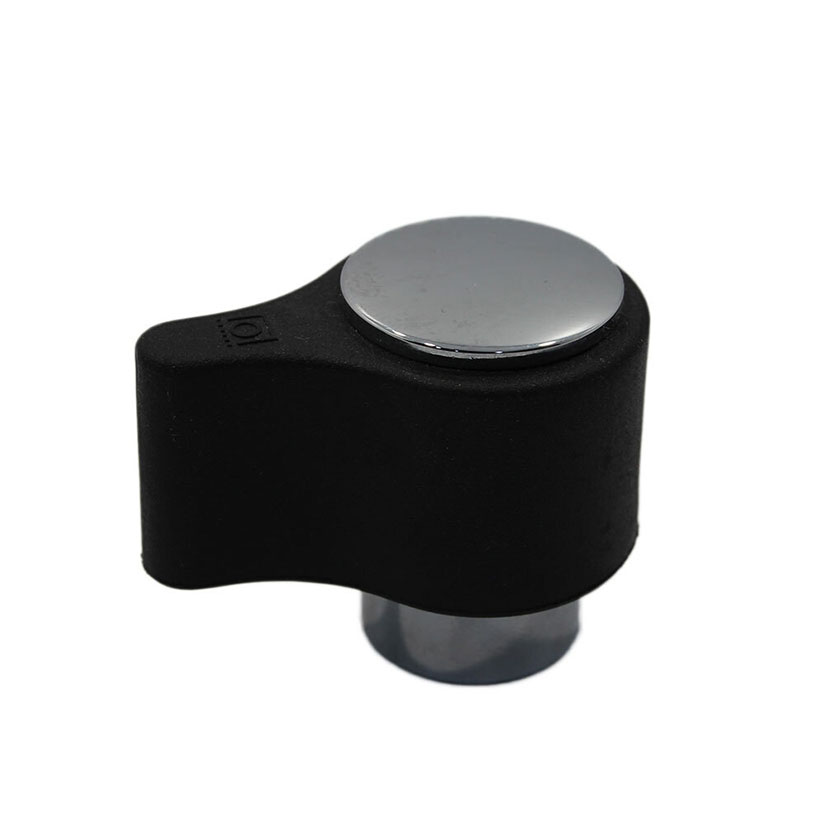 Tope de piso CADERE para puerta, cromo brillante, goma en negro