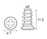 Tornillo euro cabeza plana pozi medida 6.8 x 11.5 mm.