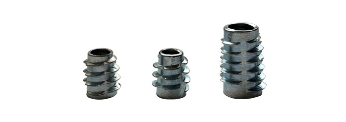 Tuerca inserto sin cuello, de cuerda para ensamble de muebles