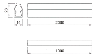 Perfil plástico para lámpara TOUCAN, medida 2000 mm, color gris. 
