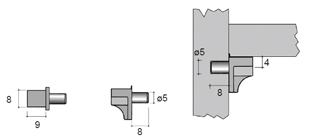 Soporte plástico transparente para entrepaño, 5 mm diámetro