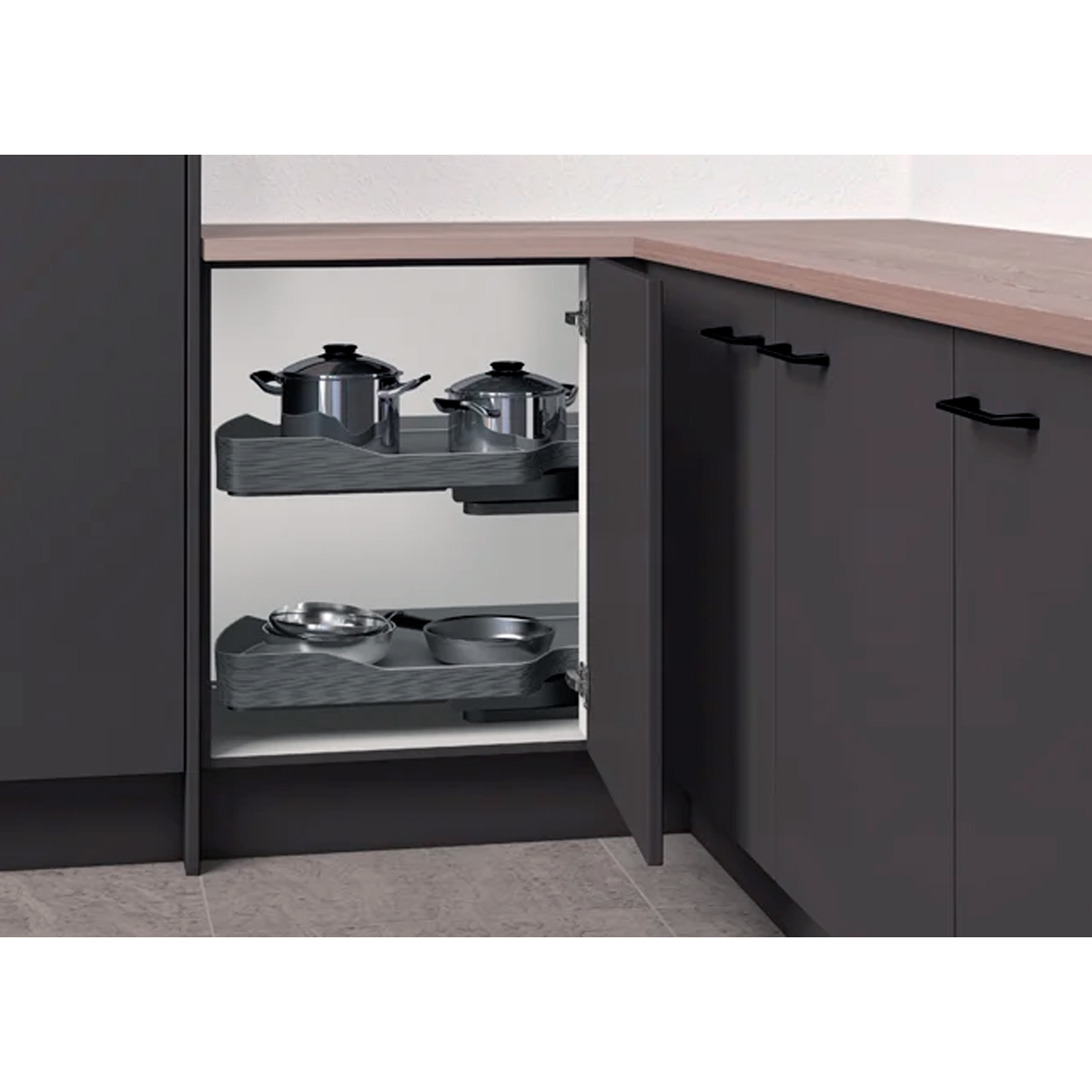 Extraíble de cocina para mueble en esquina TRIGON, acabado antracita