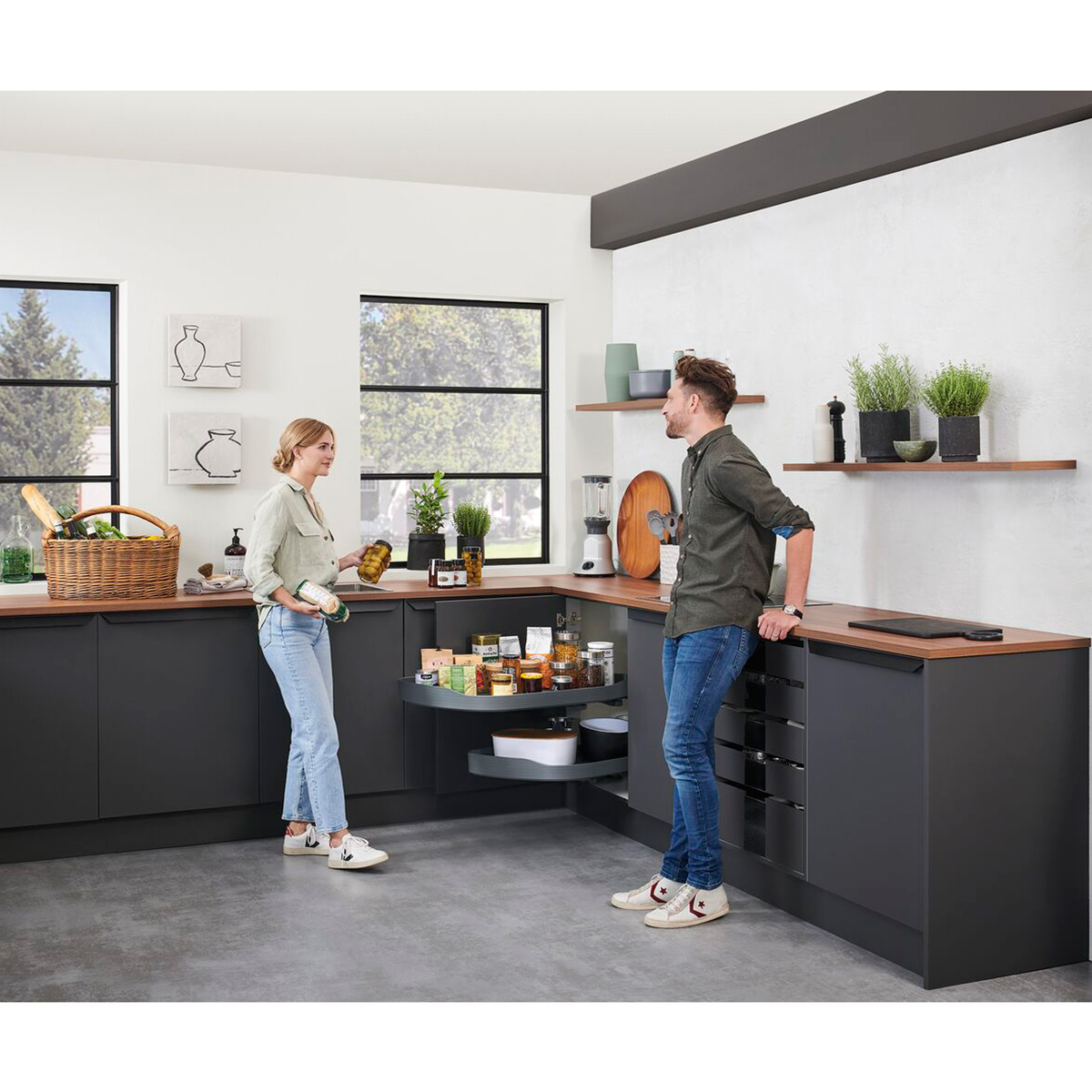 Extraíble de cocina para mueble en esquina TRIGON, acabado antracita