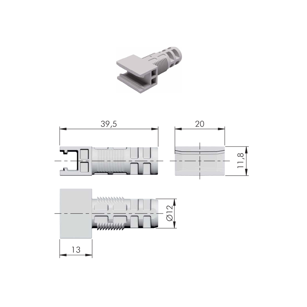 Soporte oculto TRIK para entrepaño con taquete de ø12 mm 