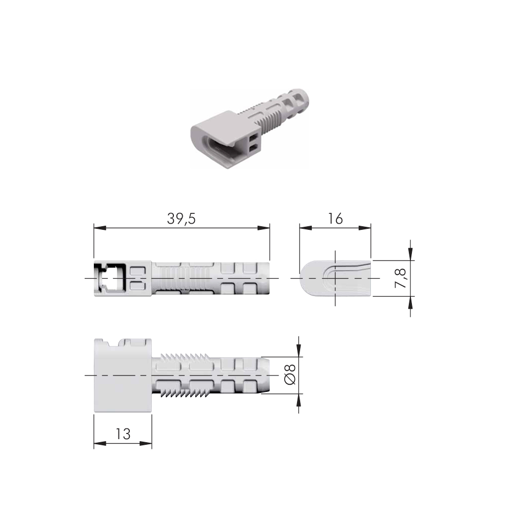Soporte oculto TRIK para entrepaño con taquete de ø8 mm 
