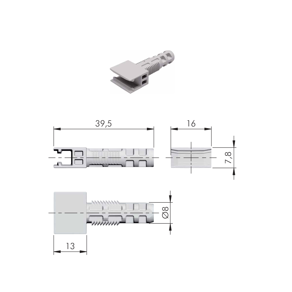 Soporte oculto TRIK para entrepaño con taquete de ø8 mm 