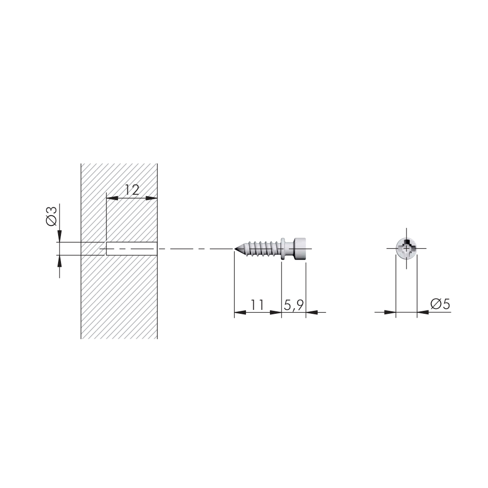 Soporte oculto TRIK para entrepaño con taquete de ø8 mm 