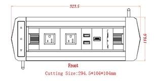 Multicontacto TURN 2, 2 conexiones eléctricas, 2 USB de carga y 1 HDMI, acabado aluminio