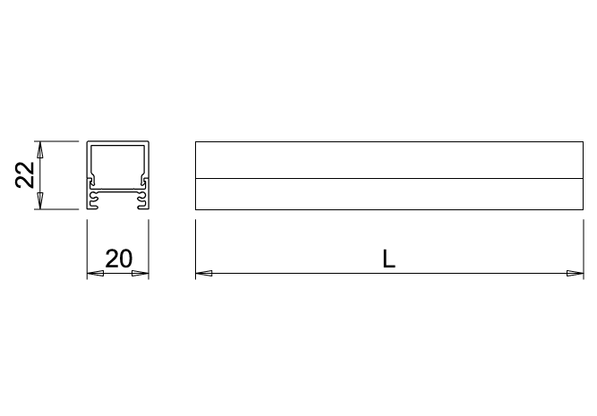 Perfil de aluminio para lámpara TWIG XO, acabado anodizado | M12 
