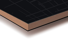 Panel URBAN mate c/brillo, superficie PET, Negro Flash,1220 x 2800 mm,espesor 18 mm. 