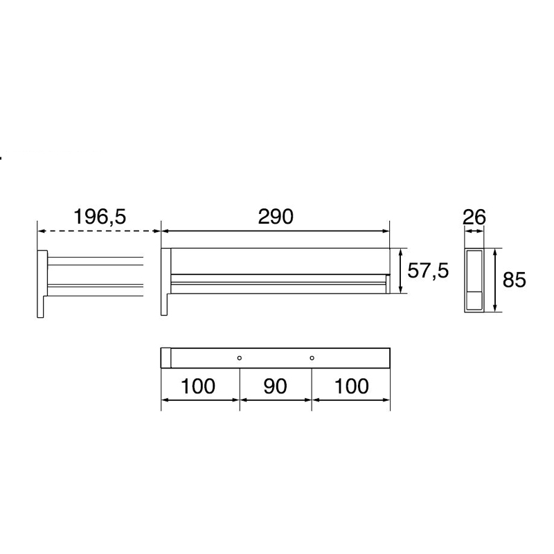 Valet extraíble DYNAMIC para clóset, extensión 290 mm, acabado negro mate