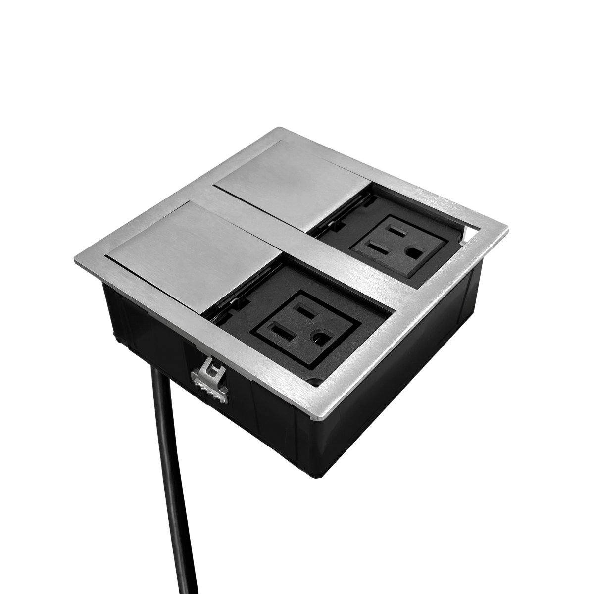 Multicontacto VERSA HIT para embutir, 2 sockets, acabado acero inox