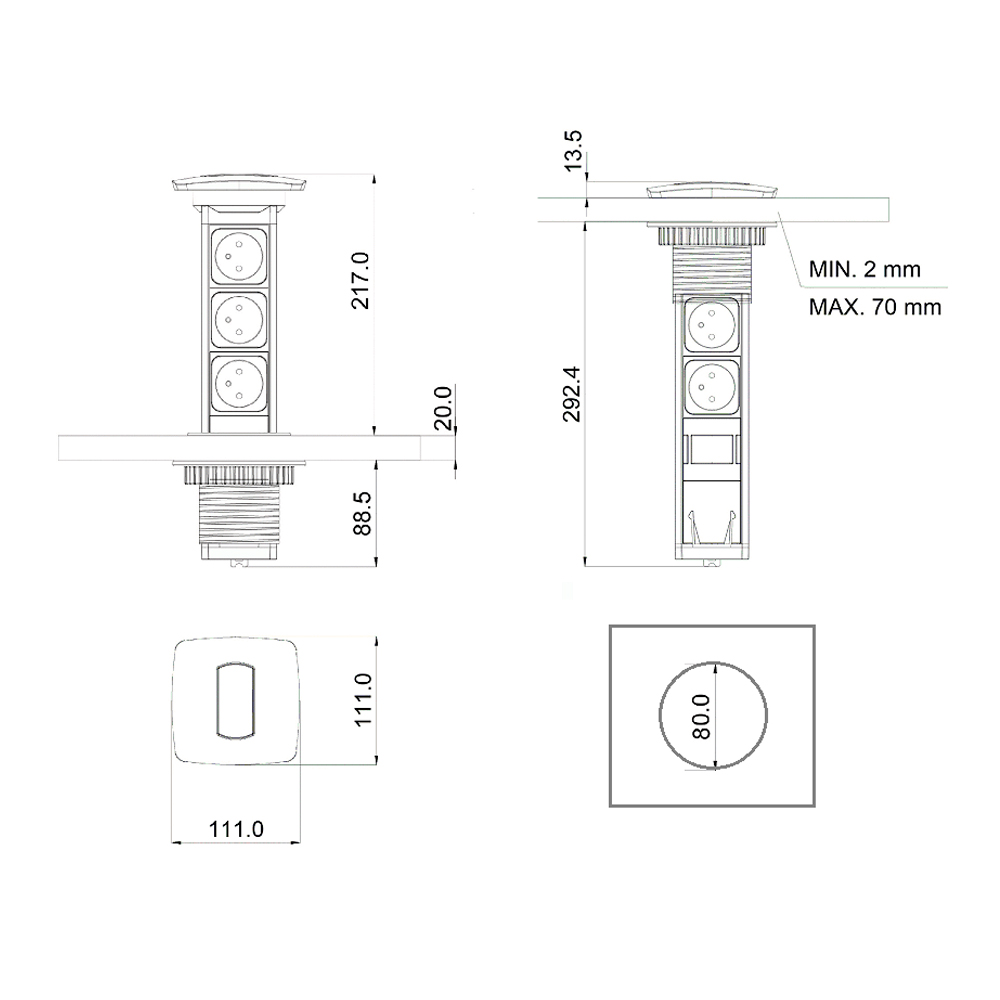 Kit de multicontacto de torre PULL + cable
