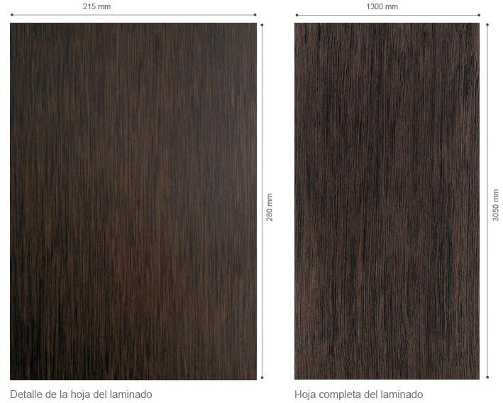 Laminado WENGE PANGAR (50.36G), medida 3050 x 1300 mm, acabado GROOVE