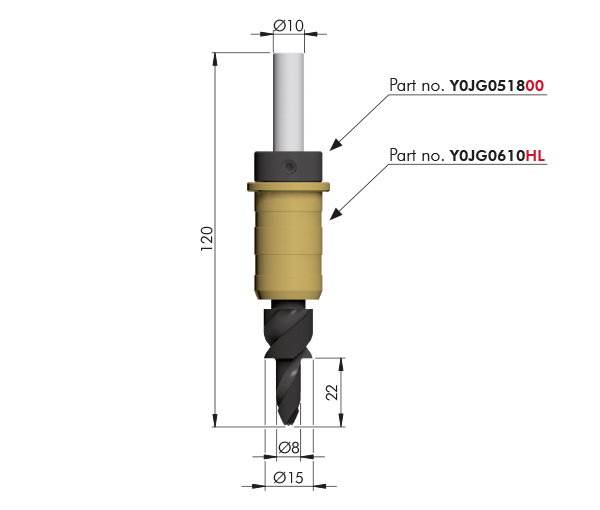 Broca para KINTAI para utilizar con plantilla de fresado