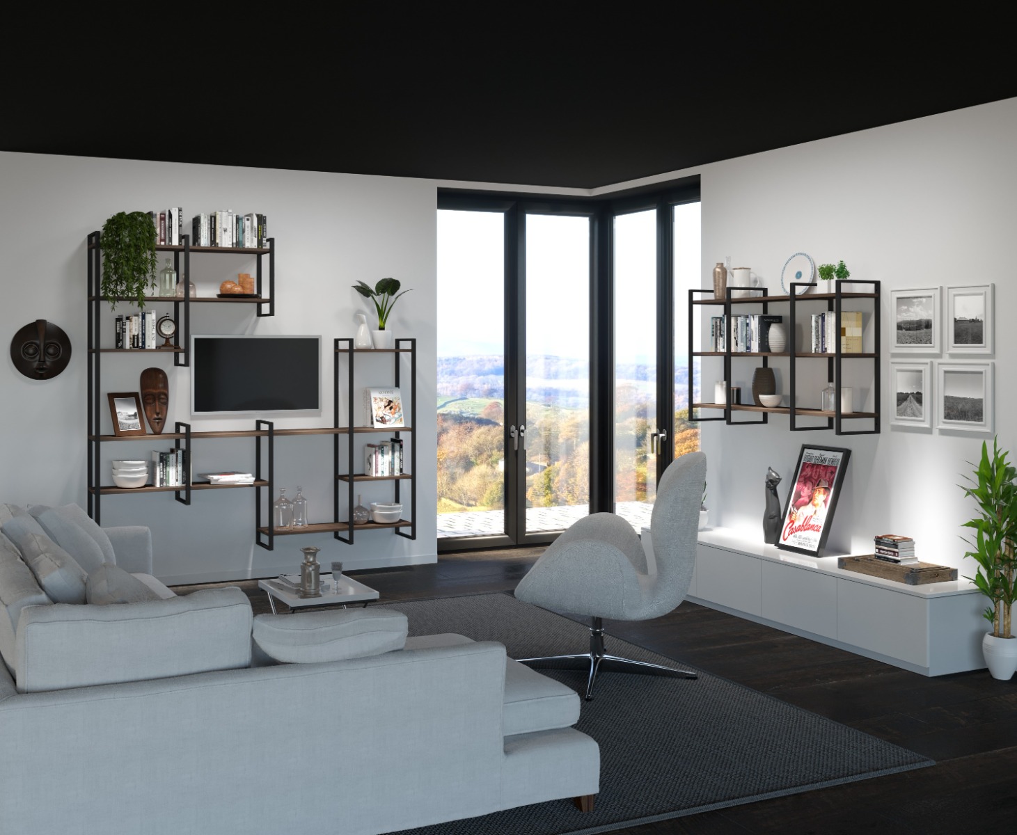 Estantería de acero YOUK para libros o accesorios, color negro