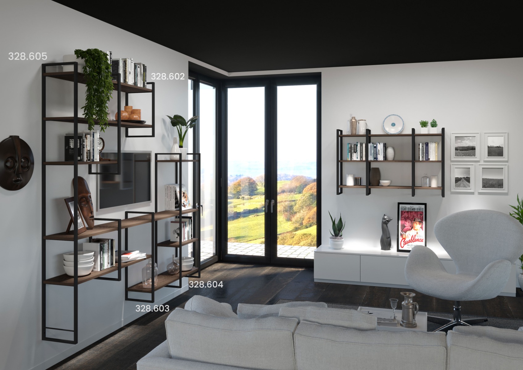 Estantería de acero YOUK para libros o accesorios, color negro