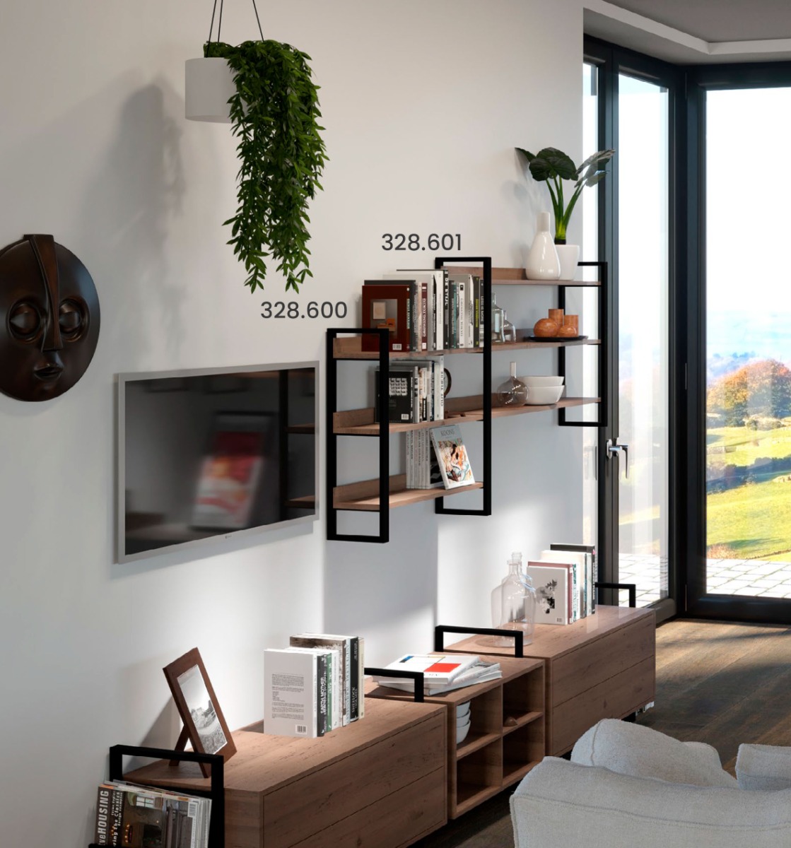 Estantería de acero YOUK para libros o accesorios, color negro