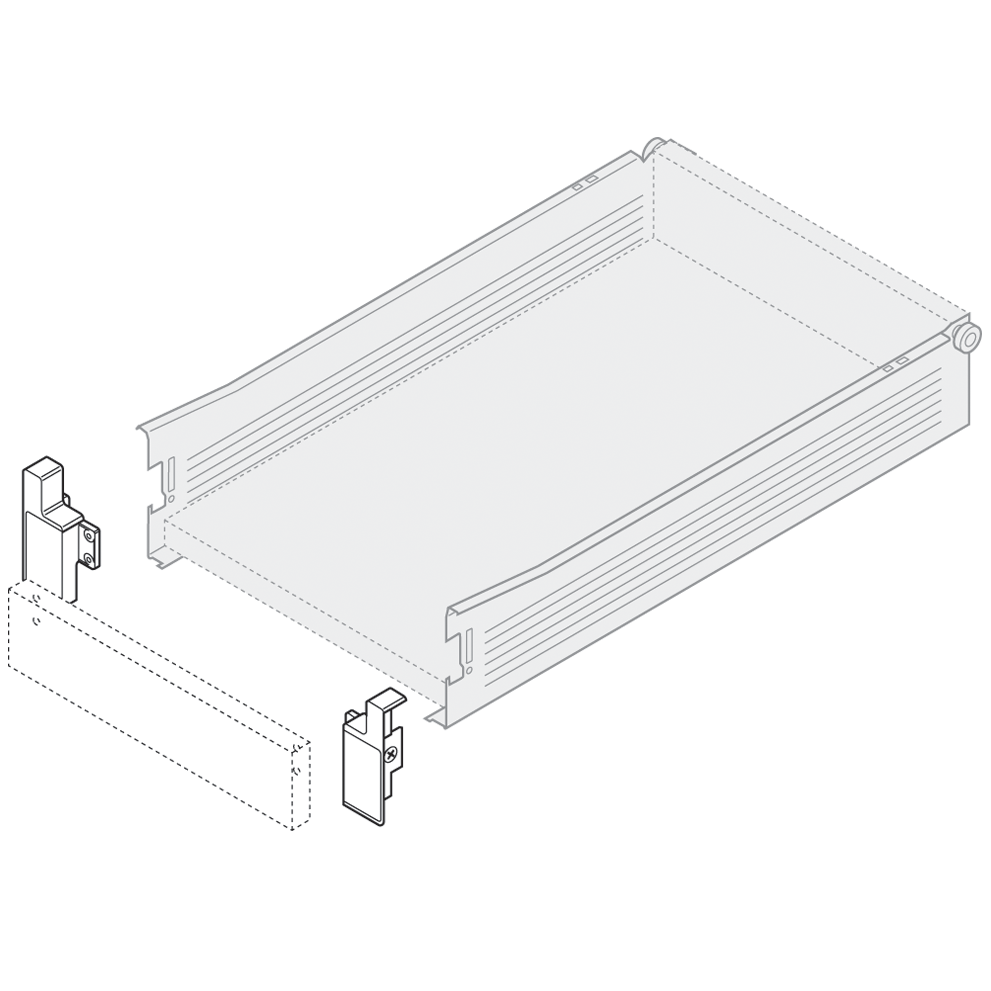 Pieza de bracket frontal derecho METABOX, altura M, para cajón interno, blanco nieve