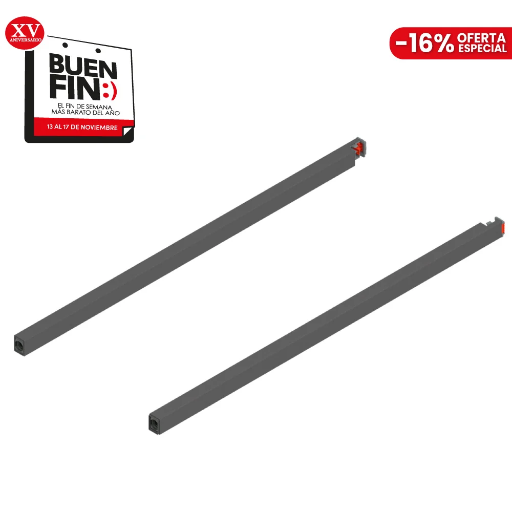 Kit Cajón MERIVOBOX altura E con galería (192 mm), color gris orión mate