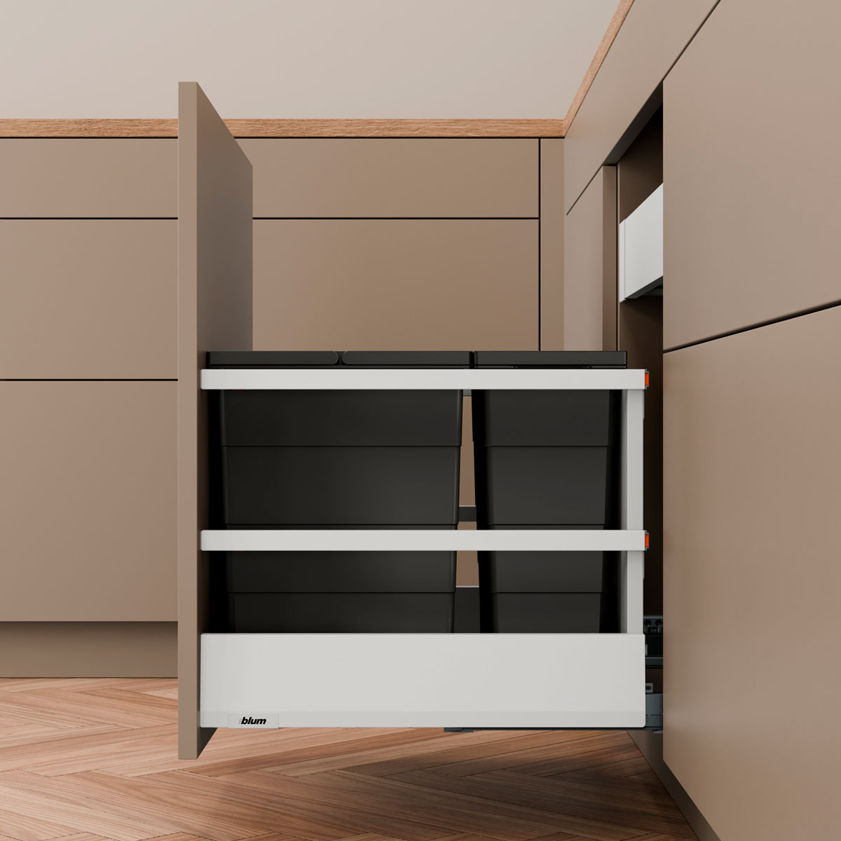 Juego de brackets posteriores para galería EXTRA para cajón MERIVOBOX, altura E, blanco seda mate