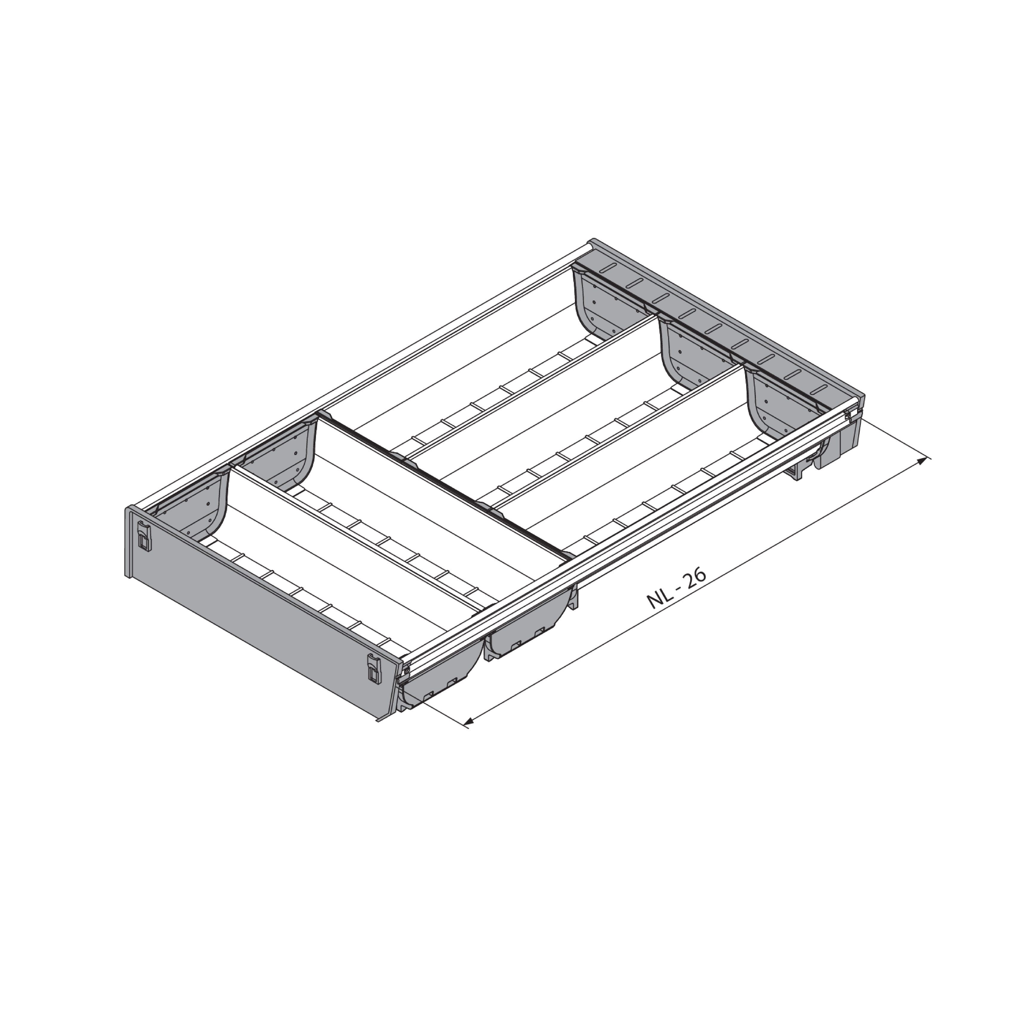 ORGA-LINE cubertero TANDEMBOX ocupación parcial para largo 500 mm, ancho 280 mm